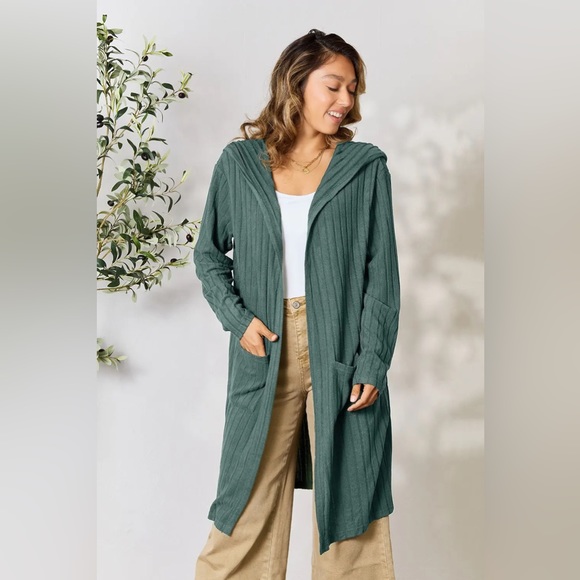 Basic Bae Full Size Ribbed Open Front Long Sleeve Cardigan - Picture 5 of 15
